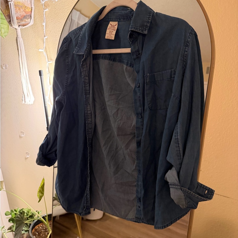 Faded Glory Dark Blue Casual Button Down Shirt